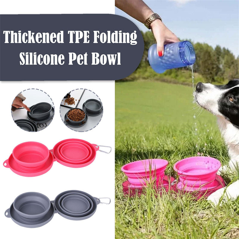 Collapsible Rubber Double Pet Feeding Bowls