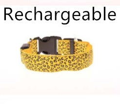 Safety LED Pet Collar with Leopard Design