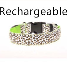Safety LED Pet Collar with Leopard Design