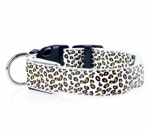 Safety LED Pet Collar with Leopard Design