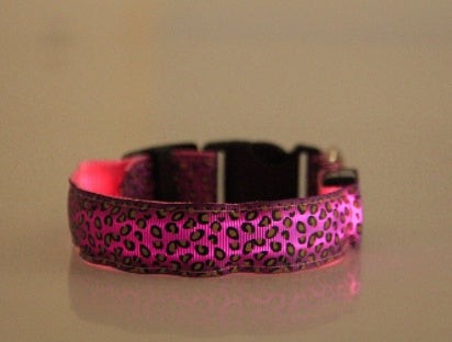 Safety LED Pet Collar with Leopard Design