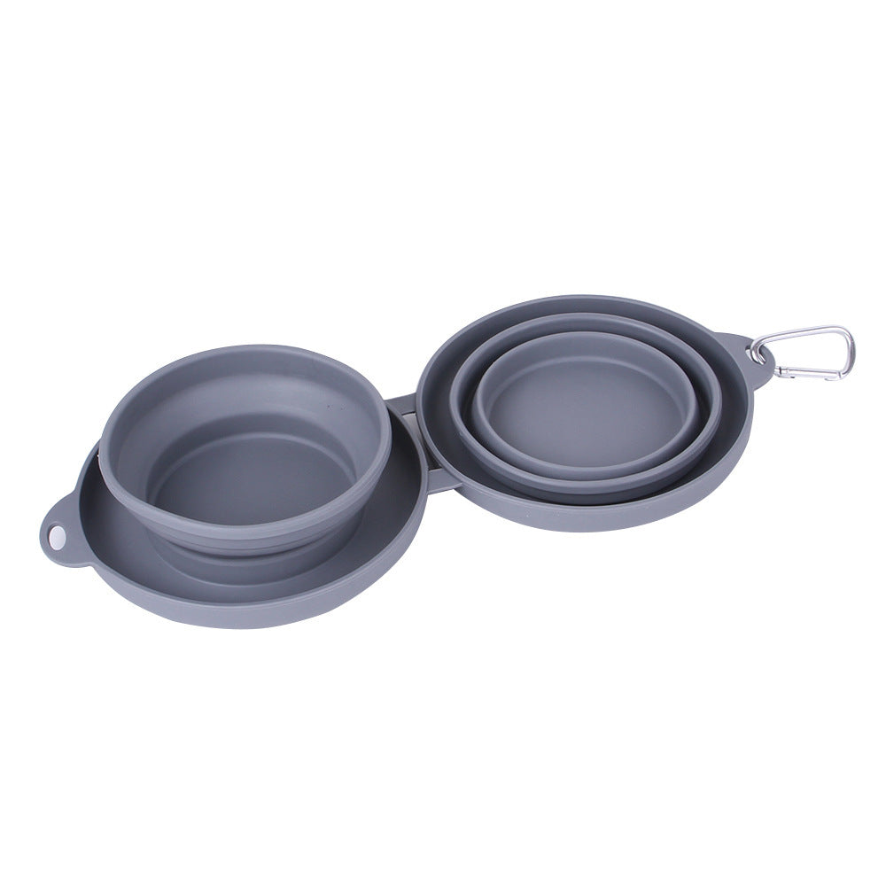 Collapsible Rubber Double Pet Feeding Bowls